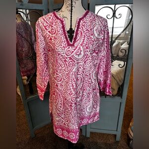 Pink Paisley Brooks Brother's Women's Tunic; Lightweight, Airy Sz.L